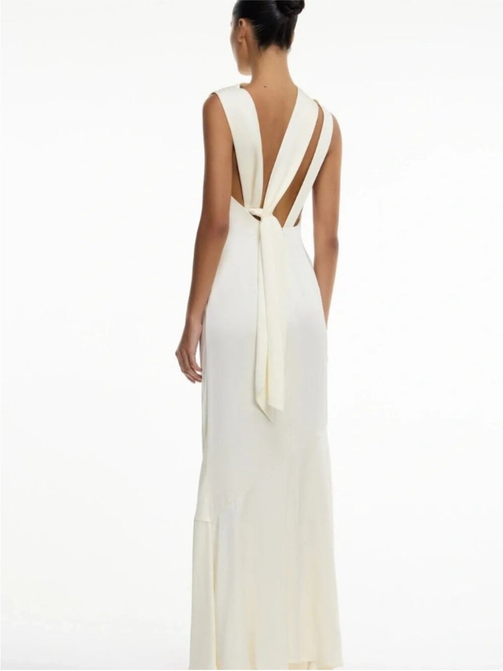 Elegant White Sleeveless Maxi Dress with Draped Neckline - Picture 2 of 2